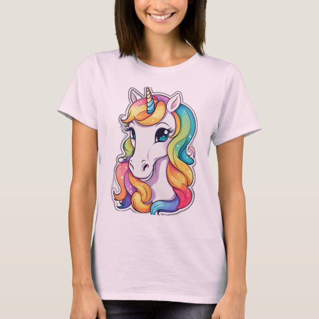 Camiseta Ilustracion colorido de Unicornio (Anverso)
