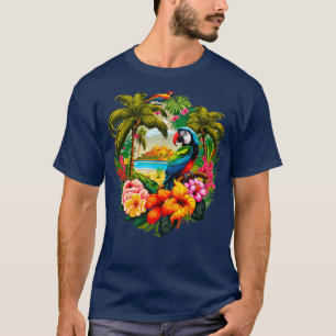 Camiseta Ilustracion colorido del paraíso tropical