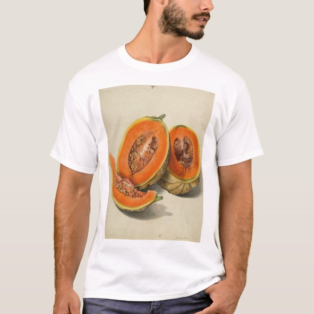 Camiseta Ilustracion cortado del melón del cantalupo (Anverso)