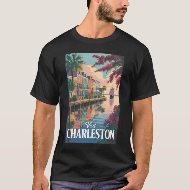 Camiseta Ilustracion costero de Charleston South Carolina (Anverso)