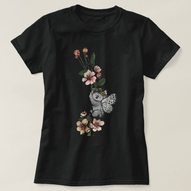 Camiseta Ilustracion Cute Botanical Koala Beary Watercolor (Diseño del anverso)