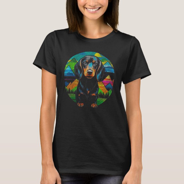 Camiseta Ilustracion Cute Dachshund Perro Lover Animal Masc (Anverso)