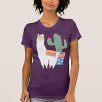 Ilustracion Cute Kawaii Llama y Cactus
