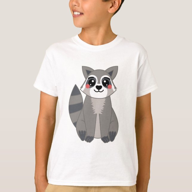 Camiseta Ilustracion Cute Kawaii Raccoon (Anverso)