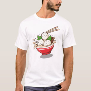 Camiseta Ilustracion cute Ramen Bowl con bolas de arroz