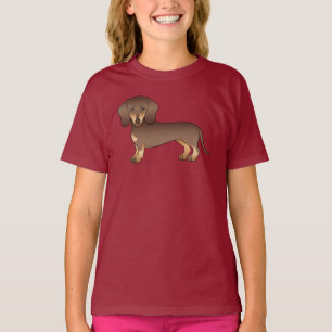 Camiseta Ilustracion Dachshund De Cabello Corto Marrón Y Ta