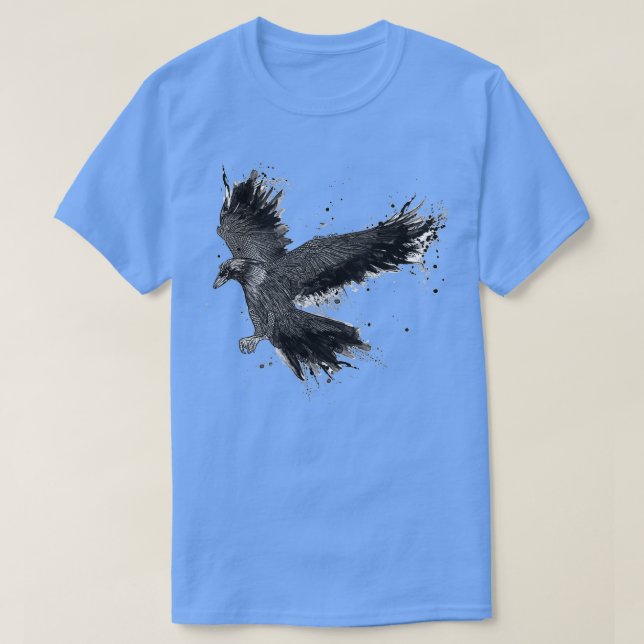 Camiseta Ilustracion Dark Raven Detallado a mano Clásico (Diseño del anverso)