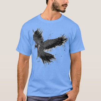 Camiseta Ilustracion Dark Raven Detallado a mano Clásico