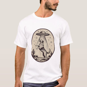Camiseta Ilustración de Abducción de Perro del Desierto OVN