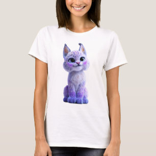 Camiseta Ilustración de adorable gatito lince púrpura para 