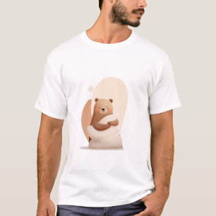 Camiseta Ilustración de adorable oso dormido abrazando almo