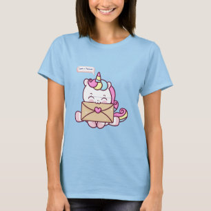 Camiseta Ilustración de amor de unicornio Kawaii lindo