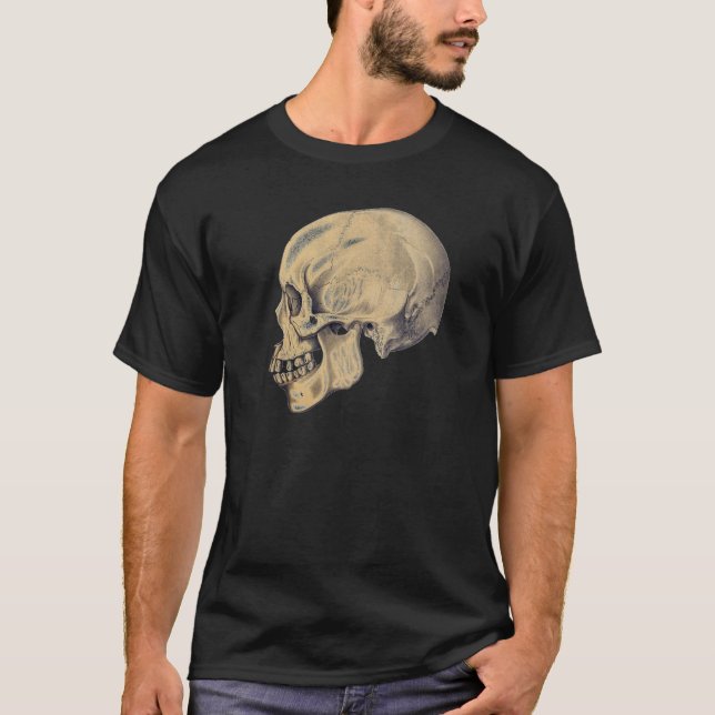 Camiseta Ilustracion de anatomía de cráneo vintage (Anverso)