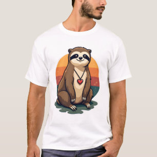 Camiseta Ilustración de animal retro lindo corazón de perez