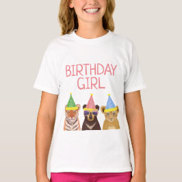 Camiseta Ilustracion de animales Fiesta Chica de cumpleaños