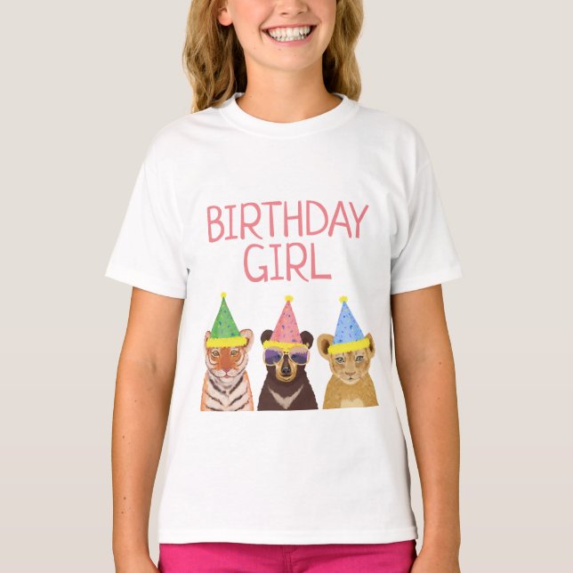 Camiseta Ilustracion de animales Fiesta Chica de cumpleaños (Anverso)