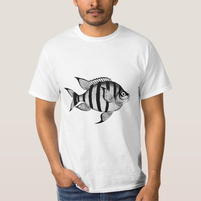 Camiseta Ilustracion de animales marinos de peces de época (Anverso)