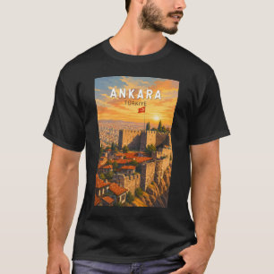 Camiseta Ilustración de Ankara Turquía Arte de Viaje Vintag