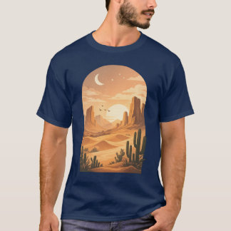 Camiseta Ilustración de arco de puesta de sol en el desiert