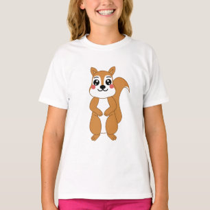 Camiseta Ilustracion de ardilla Naranja Cute Kawaii