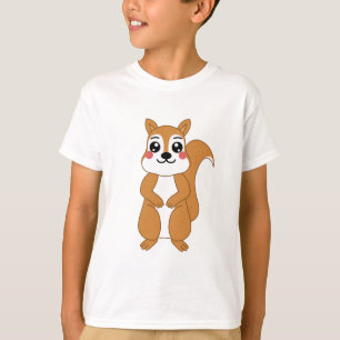 Camiseta Ilustracion de ardilla Naranja Cute Kawaii