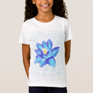 Camiseta Ilustración de arte botánico de flor de loto azul