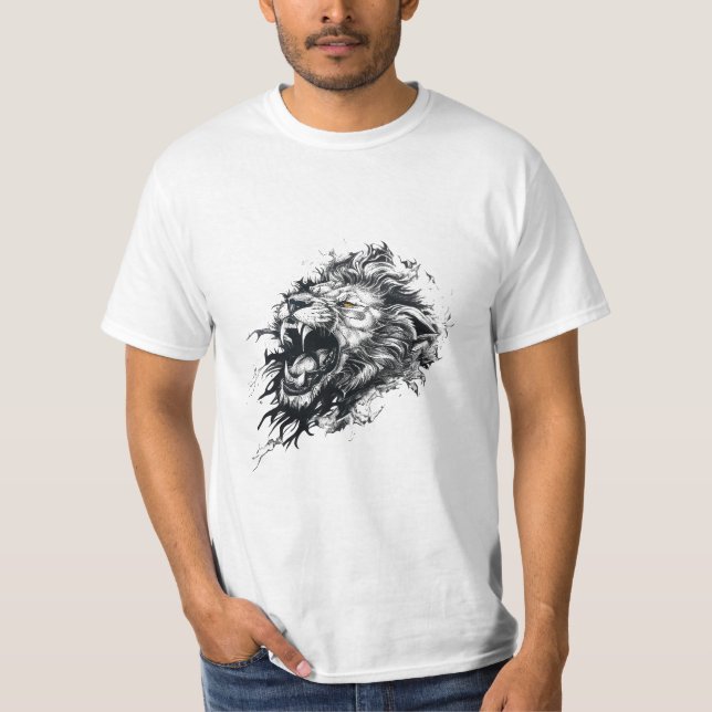Camiseta Ilustracion de arte de animales salvajes de león (Anverso)