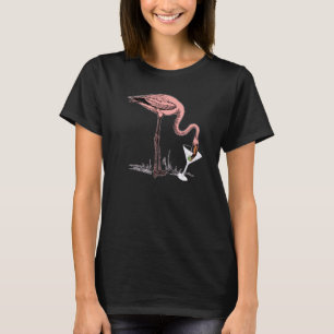 Camiseta Ilustración de Arte de Flamenco Bebiendo Martini P