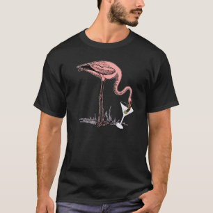 Camiseta Ilustración de Arte de Flamenco Bebiendo Martini P