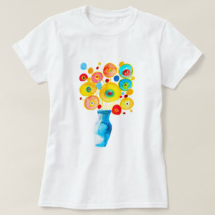 Camiseta Ilustracion de arte de flores funky