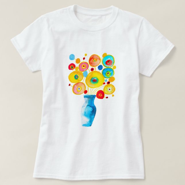 Camiseta Ilustracion de arte de flores funky (Diseño del anverso)