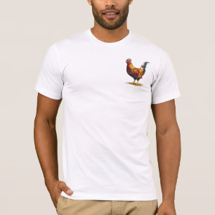 Camiseta Ilustración de Arte de Gallo Colorido y Vibrante