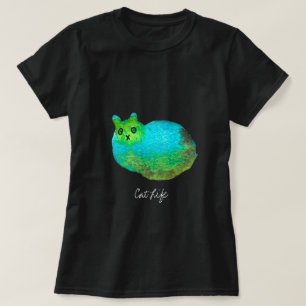 Camiseta Ilustracion de arte de gato gordo azul