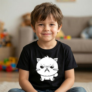 Camiseta Ilustración de arte de línea de gato enfadado y ad