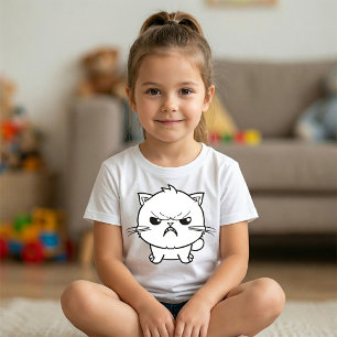 Camiseta Ilustración de arte de línea de gato enfadado y ad
