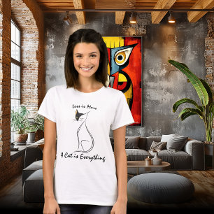 Camiseta Ilustración de arte de línea de gato minimalista c