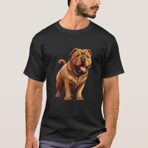 Camiseta Ilustración de Arte de Perro Shar Pei Adorable