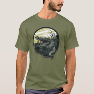 Camiseta Ilustración de Arte del Feroz Pantano de Cocodrilo