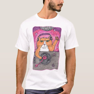 Camiseta Ilustracion de arte del marcador de gato Dj de Gua