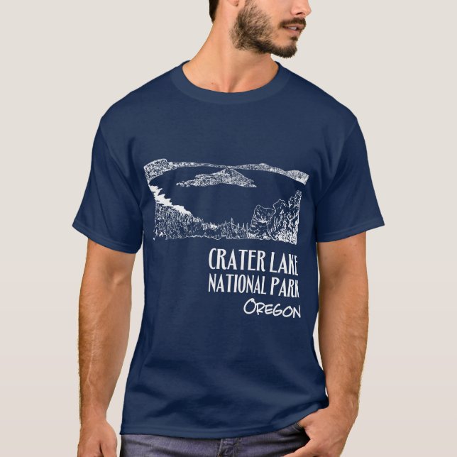 Camiseta Ilustracion de Arte del Parque Nacional Crater Lak (Anverso)