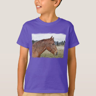 Camiseta Ilustracion de arte equino con retrato de caballo