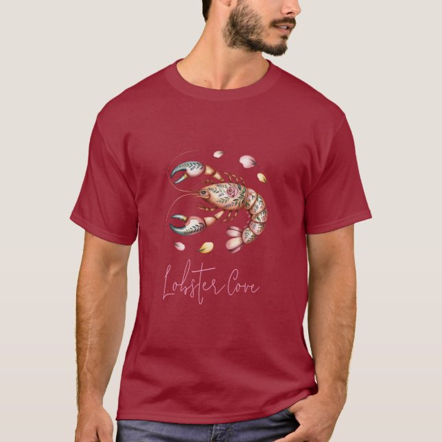 Camiseta Ilustracion de Arte Floral Folk Lobster (Anverso)