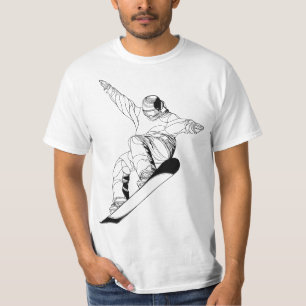 Camiseta Ilustración de arte lineal minimalista de un snowb