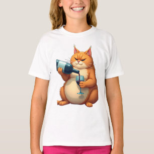 Camiseta Ilustración de Arte Moderno de Gato Borracho de Lu