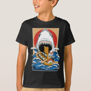 Camiseta Ilustracion de ataques de tiburón sushi