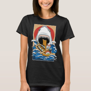 Camiseta Ilustracion de ataques de tiburón sushi