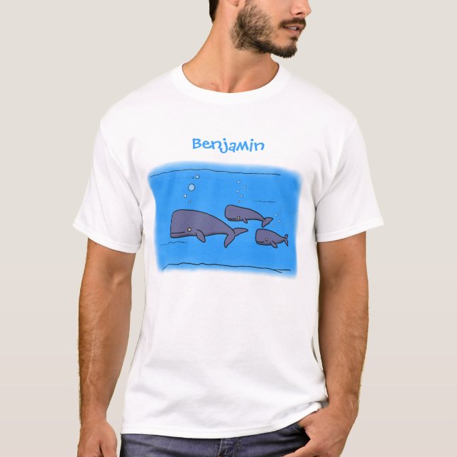 Camiseta Ilustracion de ballenas personalizados migratorias (Anverso)