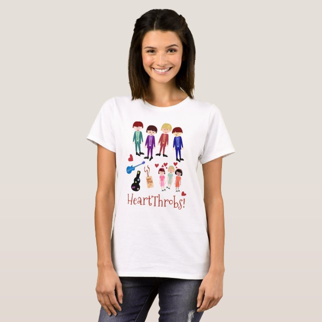 Camiseta Ilustracion de banda retro Heartthrobs (Anverso completo)