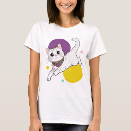 Camiseta Ilustración de Bandana de Gato Kawaii Lindo Sombre