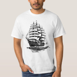 Camiseta Ilustracion de barco antiguo